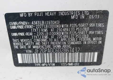 2013 Subaru Xv Crosstrek 2.0I Limited from USA, damaged, VIN JF2GPAGC6D2867432